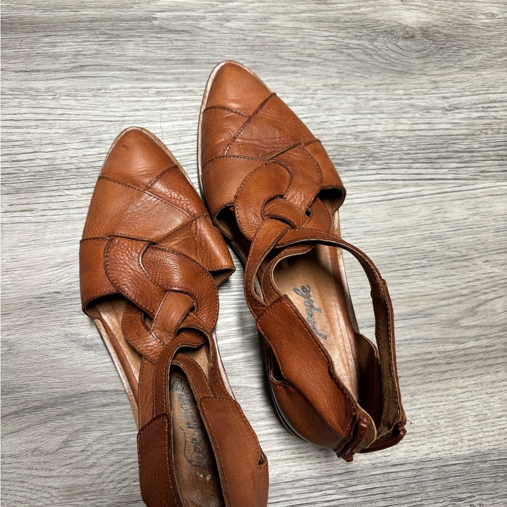 Free People Tan Leather Flats